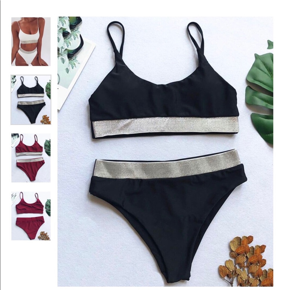 Never worn cute patchwork bikini!